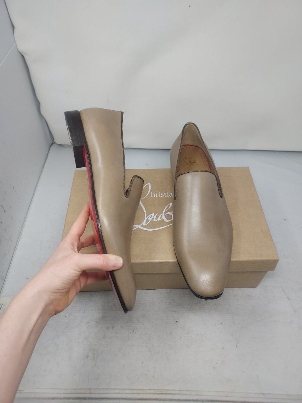 Christian Louboutin MENS Dandelion Leather Brown Roca Loafer